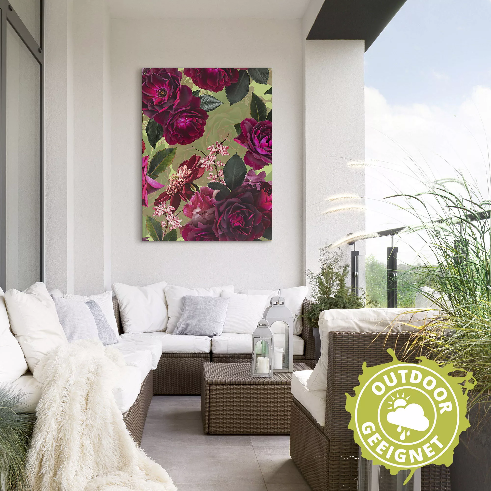 Artland Wandbild "Dunkle Rosen auf Grün", Blumenbilder, (1 St.), als Alubil günstig online kaufen
