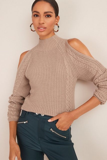 Next Neckholdertop Gerippter Strickpullover mit Schulterausschnitt (1-tlg) günstig online kaufen