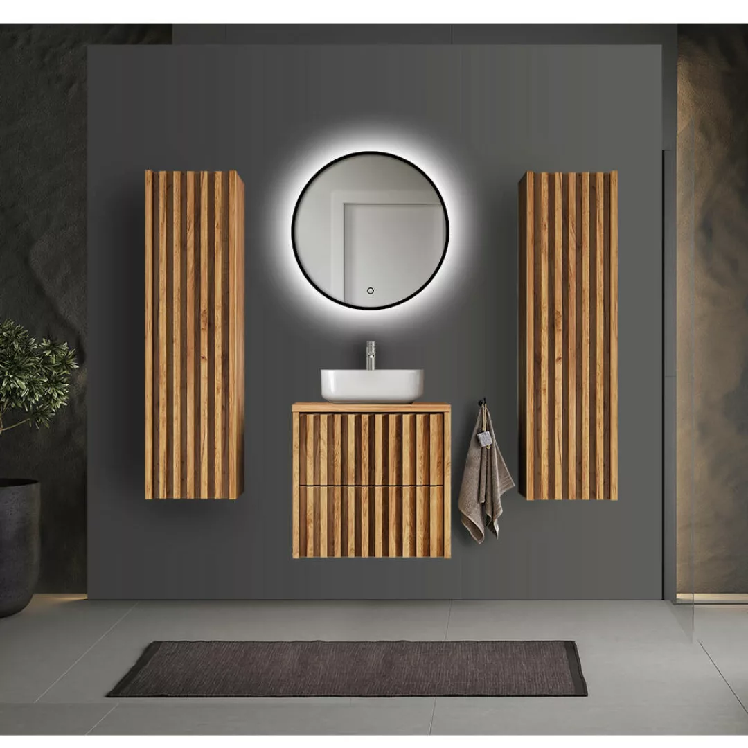 Badmöbel Set 4-teilig, 60 cm Waschtisch, Eiche Desio-107 günstig online kaufen