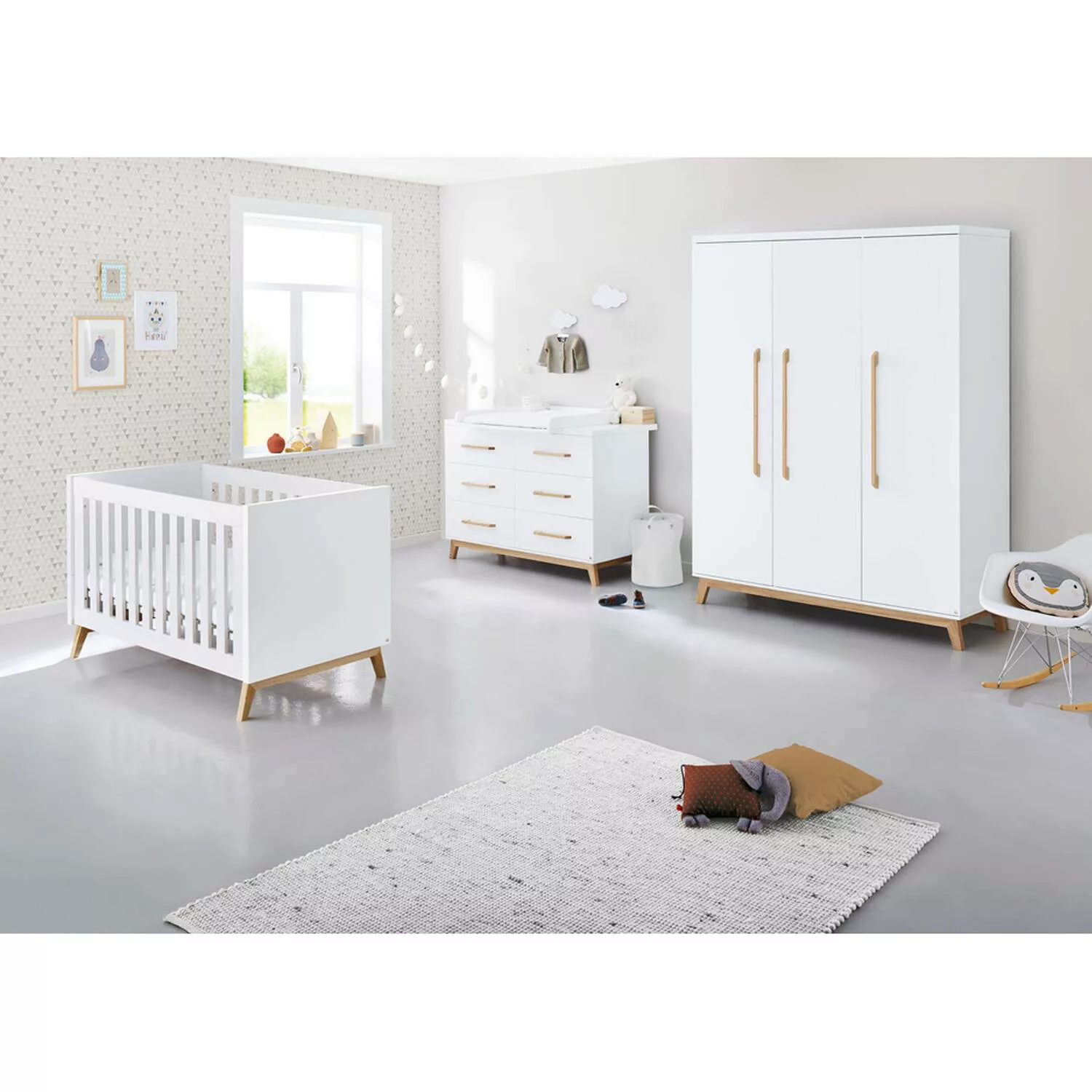 Babyzimmer Set mit inkl. Wickeltischaufsatz abnehmbar RIJEKA-134 in weiß ed günstig online kaufen