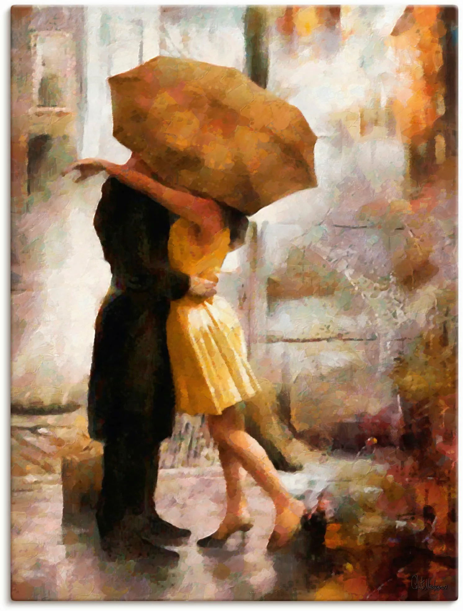 Artland Wandbild »Kuss unter Regenschirm«, Bilder von Liebespaaren, (1 St.) günstig online kaufen