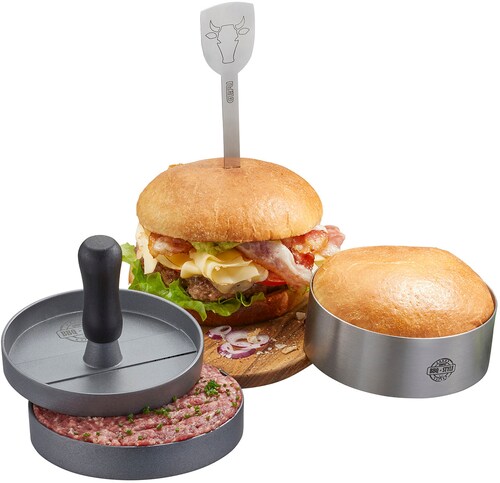 GEFU Burgerpresse »BBQ«, (3 St.), hochwertiges Edelstahl-Set für perfekte B günstig online kaufen