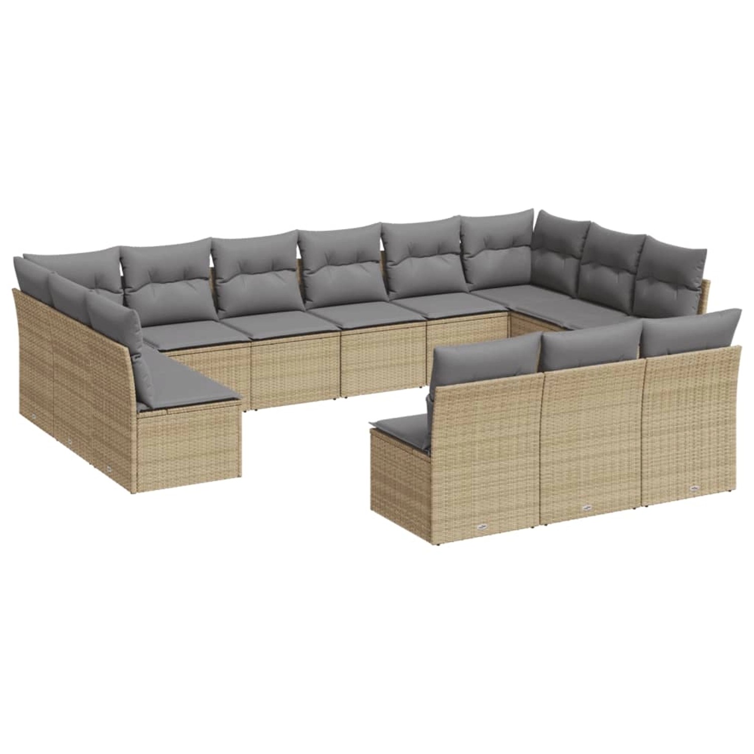 vidaXL 13-tlg Garten-Sofagarnitur mit Kissen Beige Poly Rattan Modell 16 günstig online kaufen