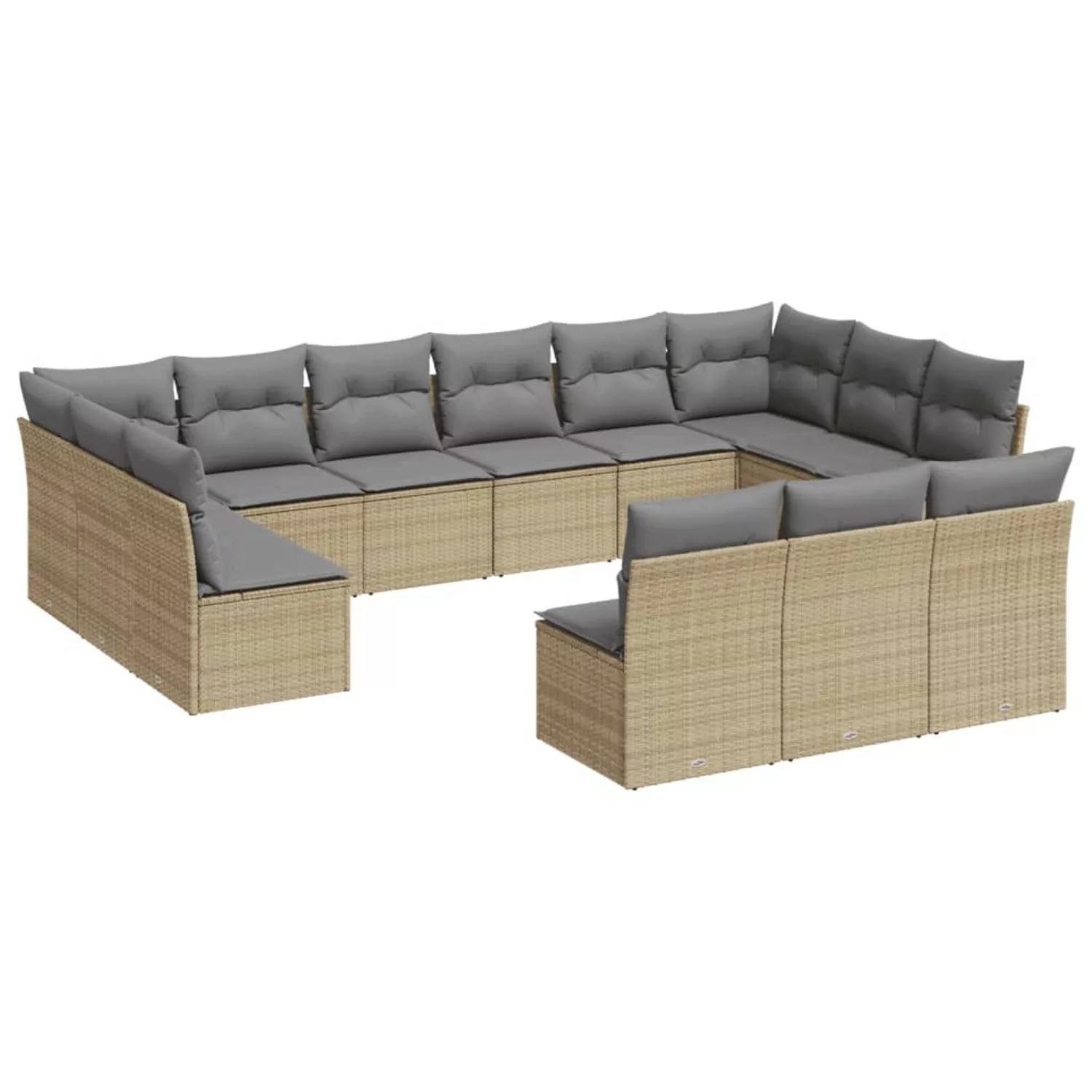 vidaXL 13-tlg Garten-Sofagarnitur mit Kissen Beige Poly Rattan Modell 19 günstig online kaufen