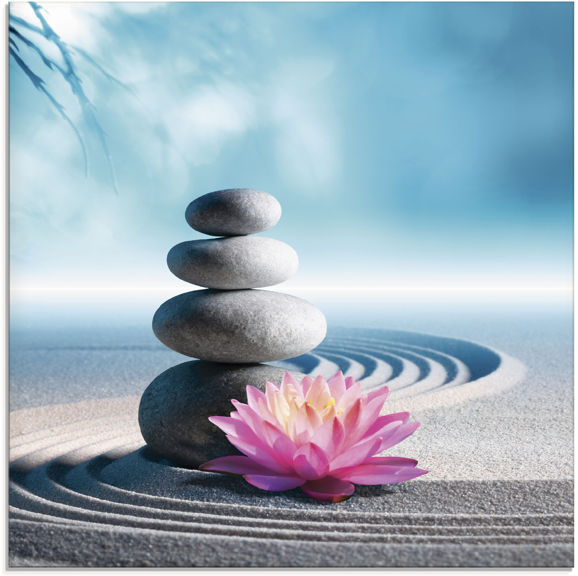 Artland Glasbild "Sand, Lilie und Spa-Steine in Zen-Garten", Zen, (1 St.), günstig online kaufen