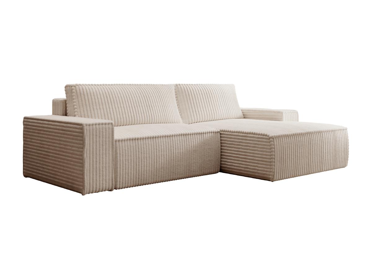 Ecksofa mit Schlaffunktion - Ecke rechts - grob gerippter Cord - Beige - AM günstig online kaufen