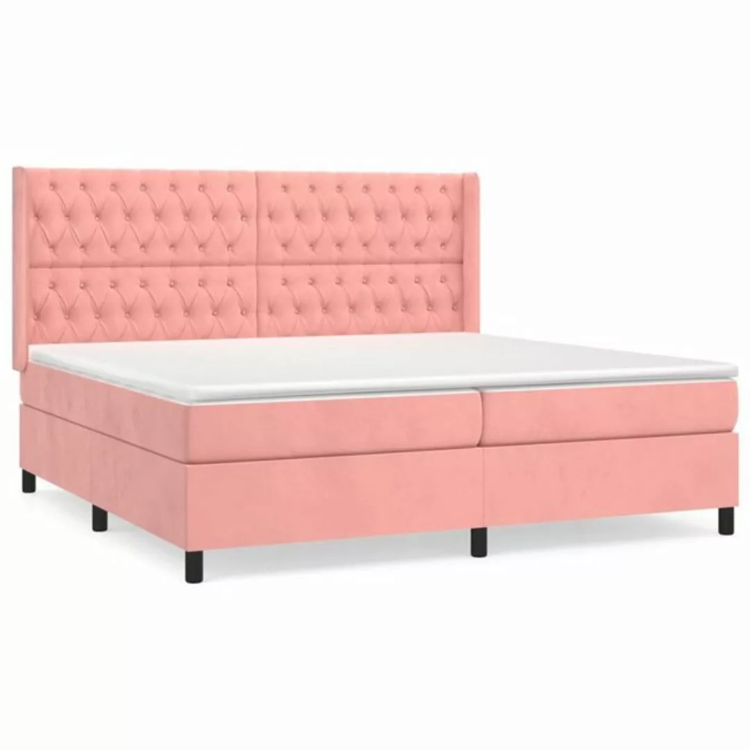 furnicato Bett Boxspringbett mit Matratze Rosa 200x200 cm Samt günstig online kaufen