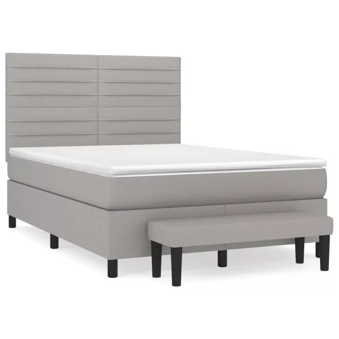Vidaxl Boxspringbett Mit Matratze Hellgrau 140x200 Cm Stoff günstig online kaufen