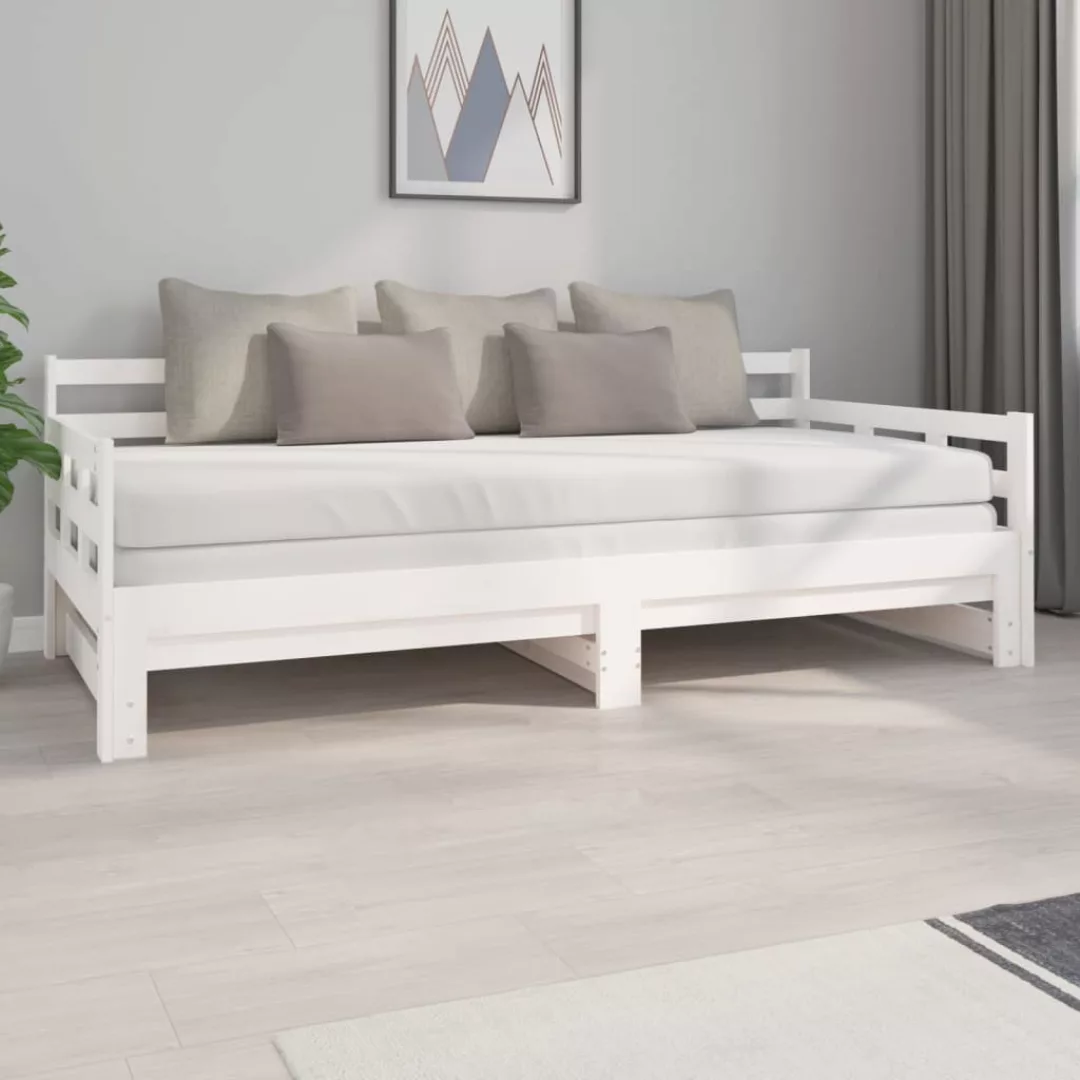 Vidaxl Tagesbett Ausziehbar Weiß Massivholz Kiefer 2x(90x200) Cm günstig online kaufen
