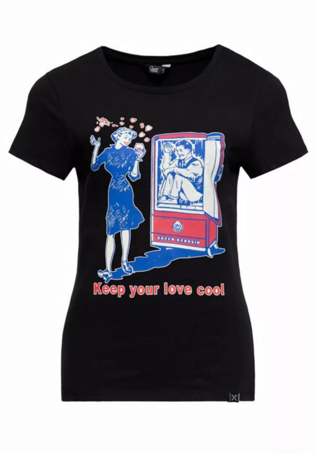 QueenKerosin Print-Shirt Keep Your Love Cool (1-tlg) mit 50s Style Comic Ar günstig online kaufen