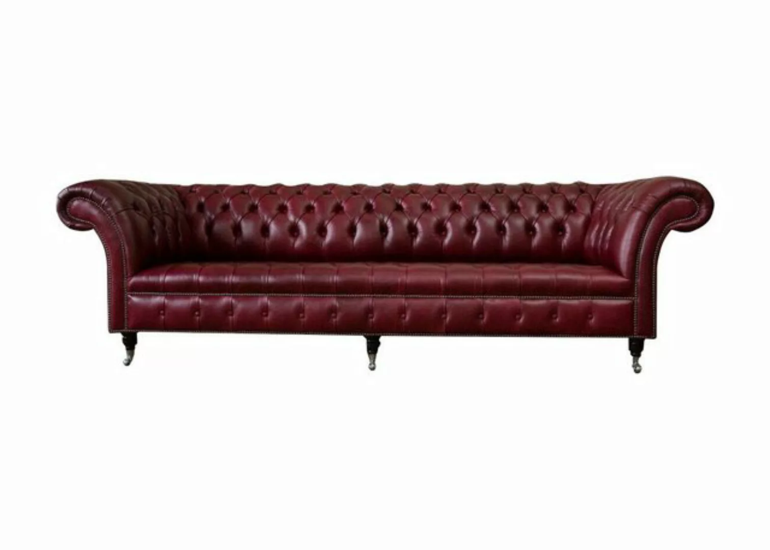 Xlmoebel Chesterfield-Sofa Rotes Chesterfield Big Sofa 265 cm XXL Polster L günstig online kaufen