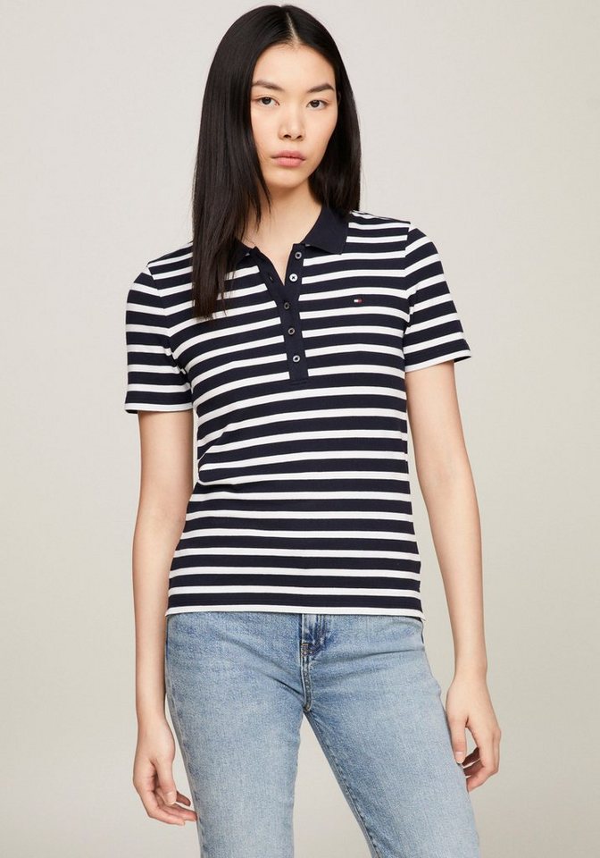 Tommy Hilfiger Poloshirt 1985 SLIM PIQUE STRIPE POLO SS mit dezenter Tommy günstig online kaufen