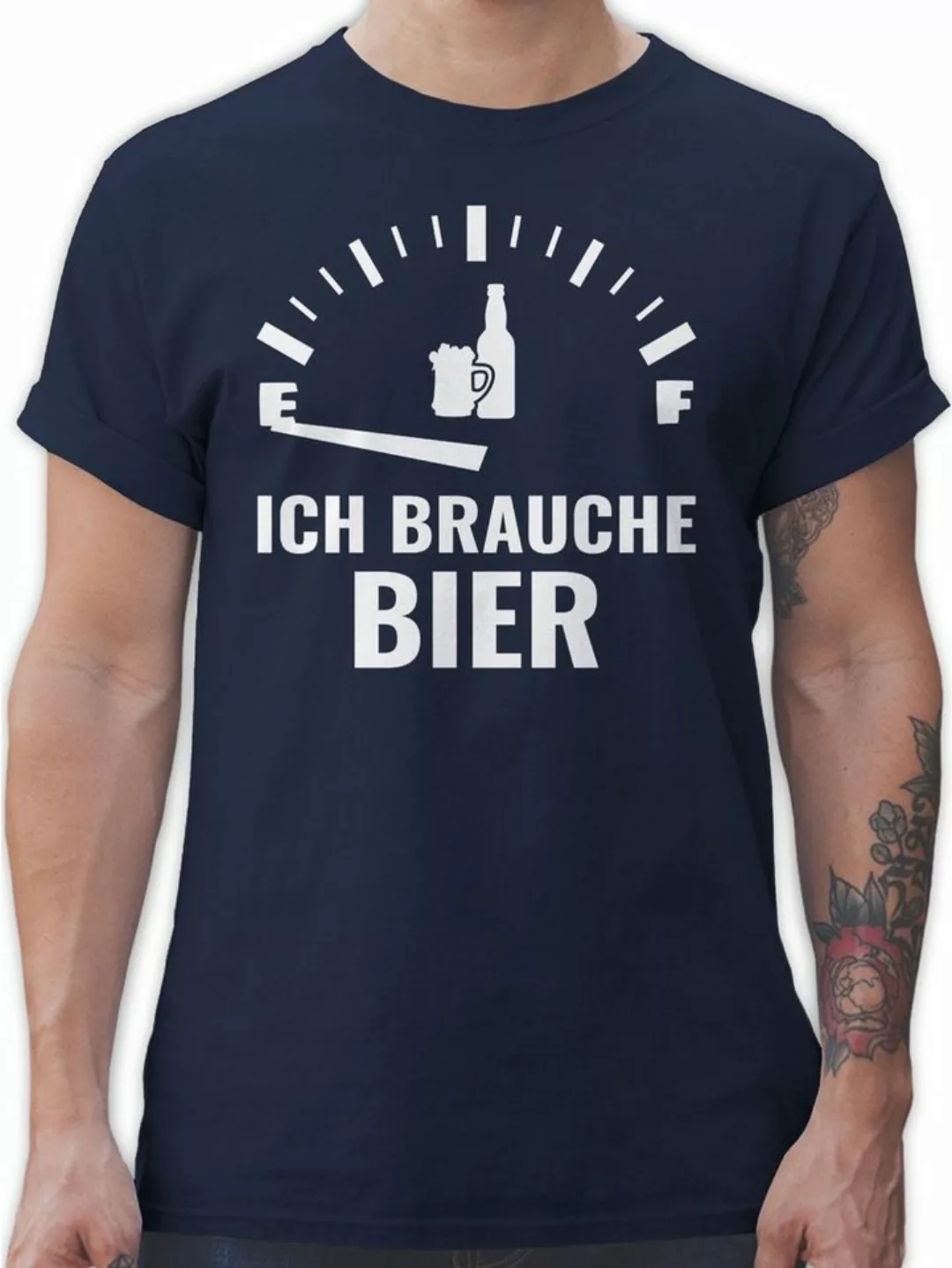 Shirtracer T-Shirt Ich brauche Bier - weiß Sprüche Statement mit Spruch günstig online kaufen