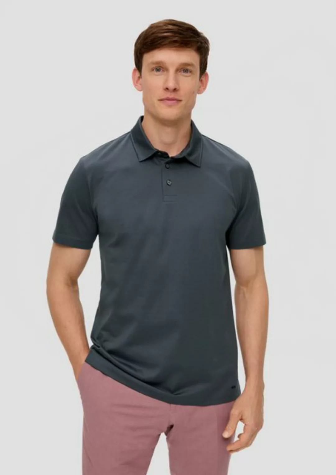 s.Oliver BLACK LABEL Kurzarmshirt Poloshirt aus Jersey mit seitlich geschli günstig online kaufen