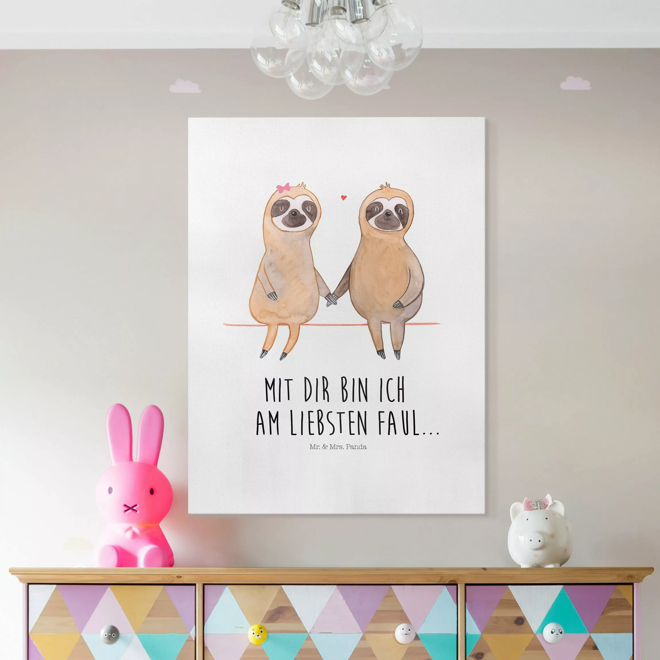 Leinwandbild Mr. & Mrs. Panda - Faultier - Mit Dir günstig online kaufen