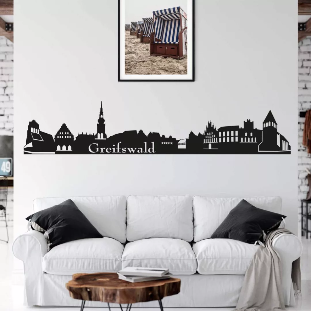 Wall-Art Wandtattoo »XXL Stadt Skyline Greifswald 120cm«, (1 St.), selbstkl günstig online kaufen