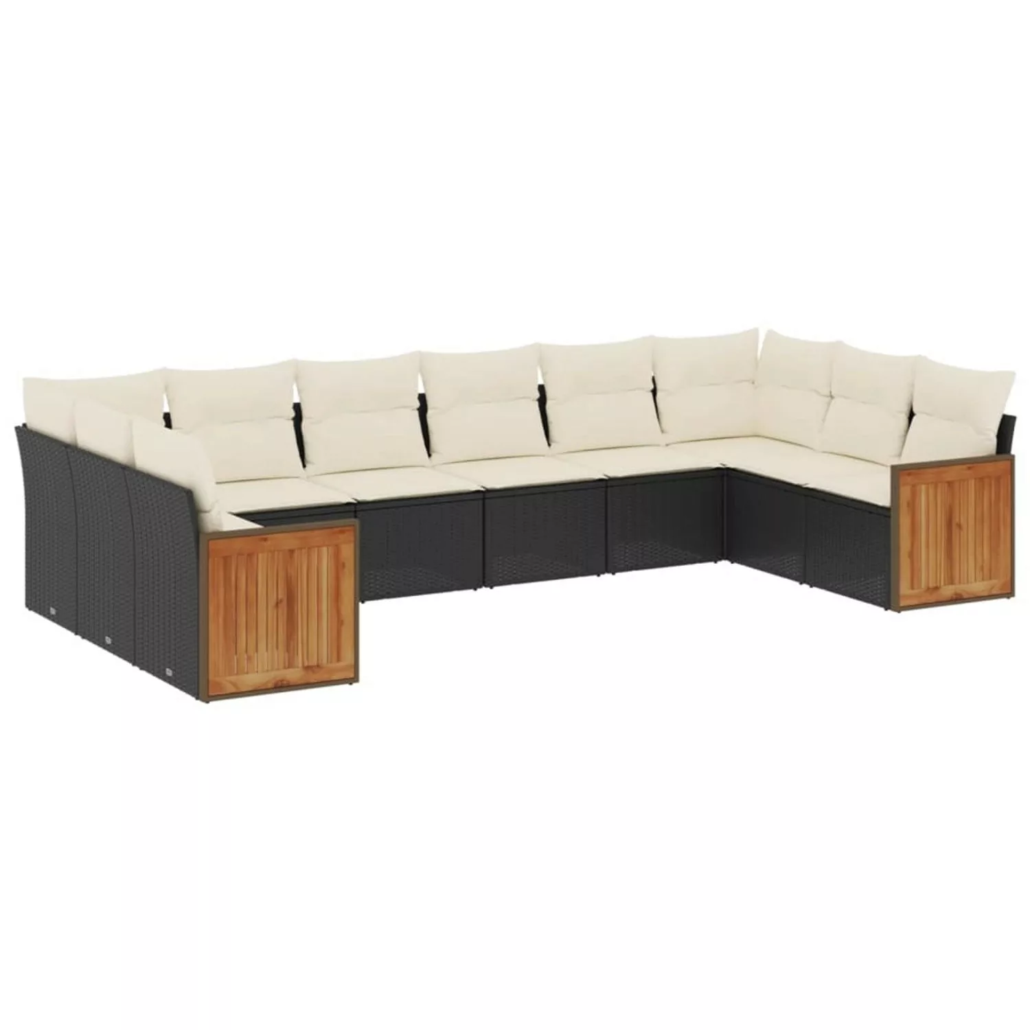 vidaXL 10-tlg Garten-Sofagarnitur mit Kissen Schwarz Poly Rattan Modell 116 günstig online kaufen