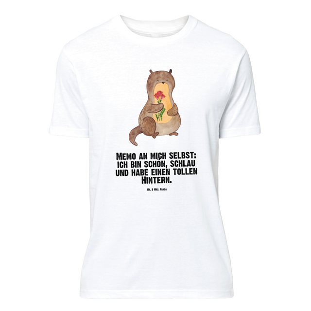 Mr. & Mrs. Panda T-Shirt Otter Blumenstrauß - Weiß - Geschenk, Herrn, süß, günstig online kaufen