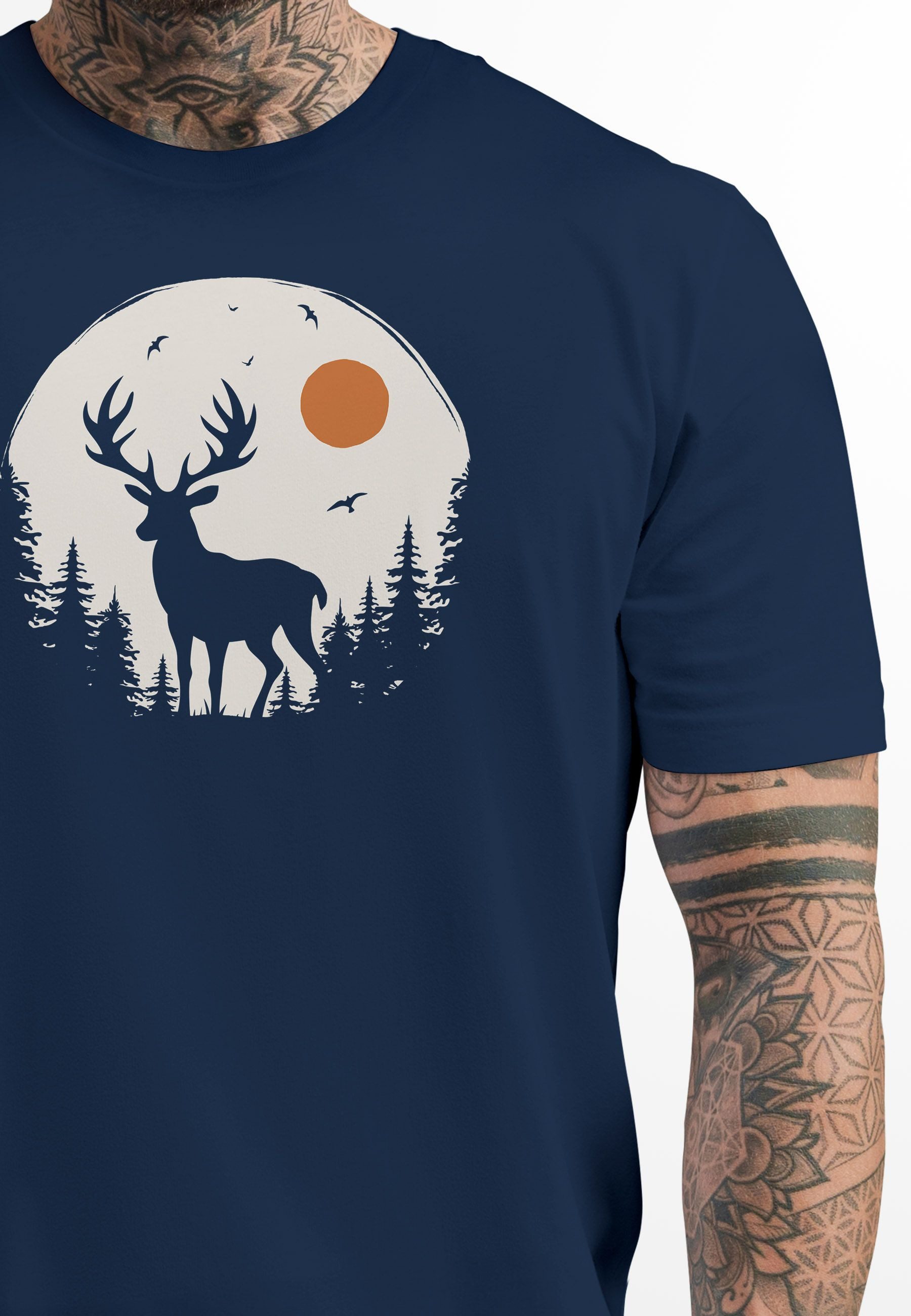 Neverless Print-Shirt Herren T-Shirt Frontprint Hirsch günstig online kaufen