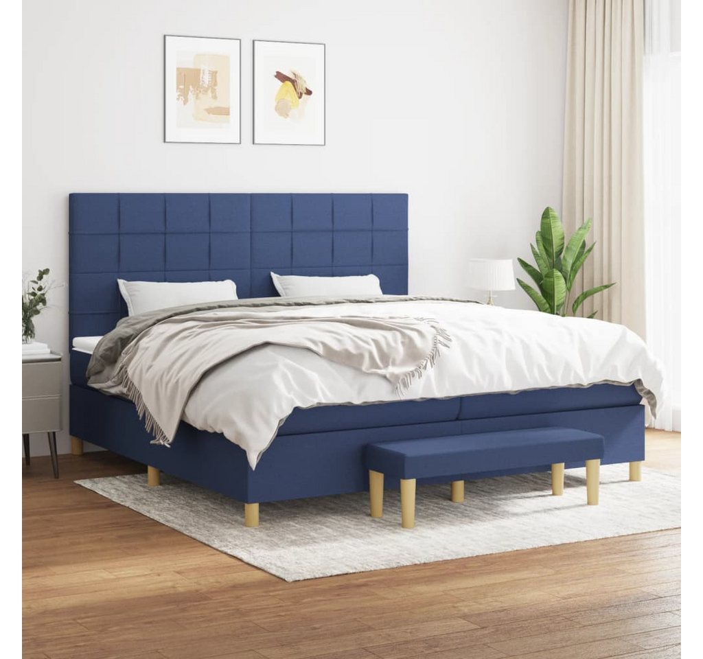 vidaXL Boxspringbett Boxspringbett mit Matratze Blau 200x200 cm Stoff Bett günstig online kaufen