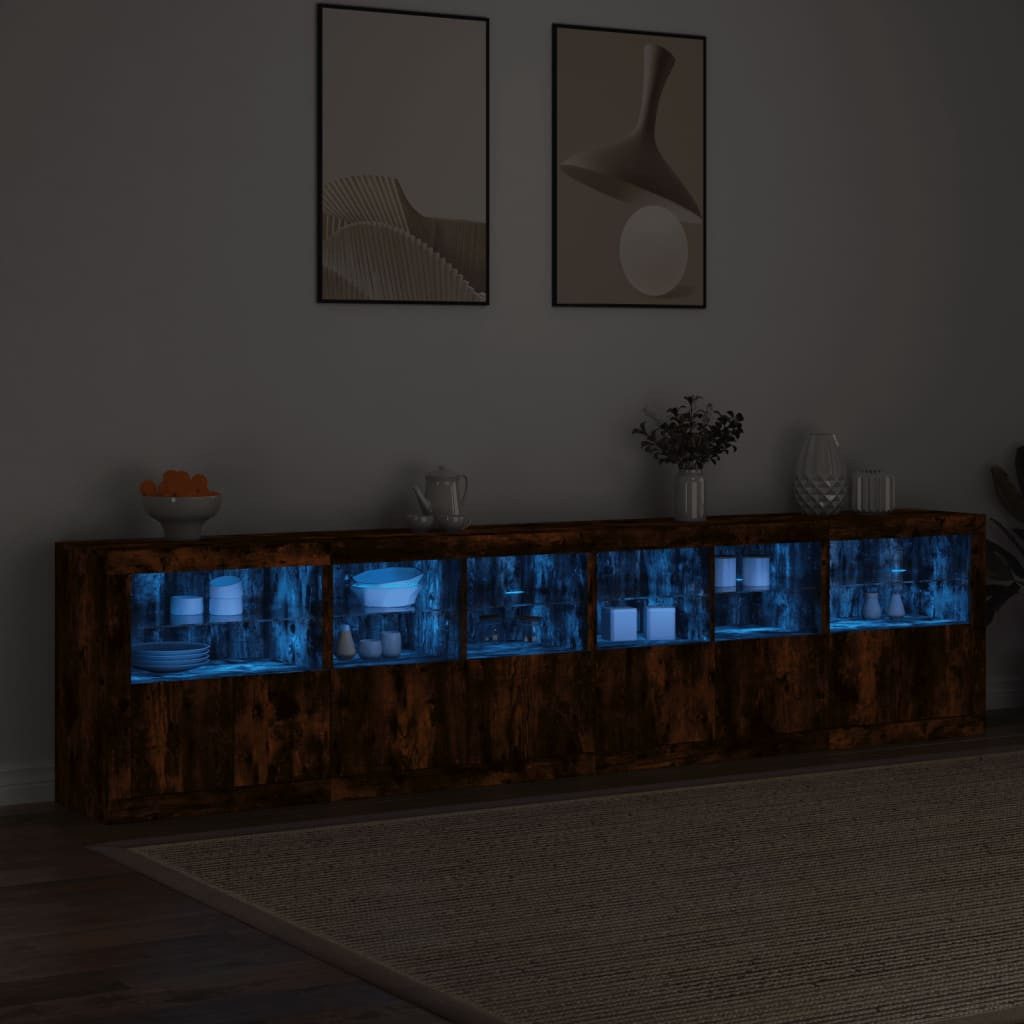 vidaXL Sideboard Sideboard mit LED-Leuchten Räuchereiche günstig online kaufen