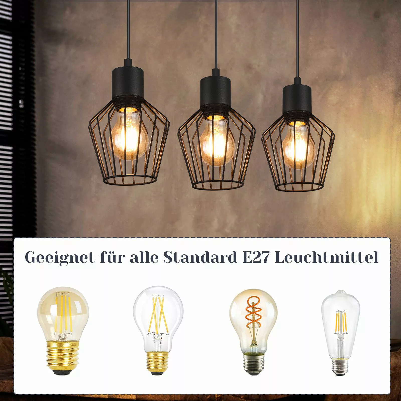 Nettlife Pendelleuchte Esstisch Schwarz Hängeleuchte Pendellampe günstig online kaufen