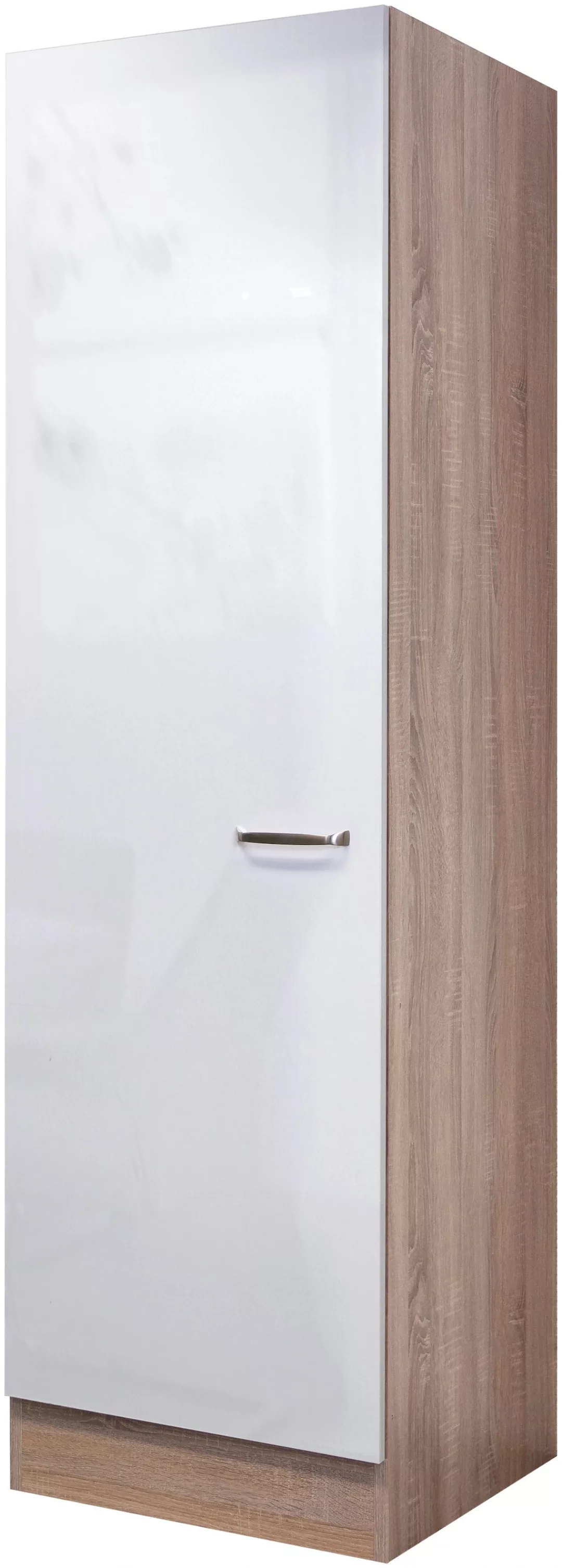 Flex-Well Exclusiv Geschirrschrank Valero 50 cm Hochglanz Weiß-Sonoma Eiche günstig online kaufen