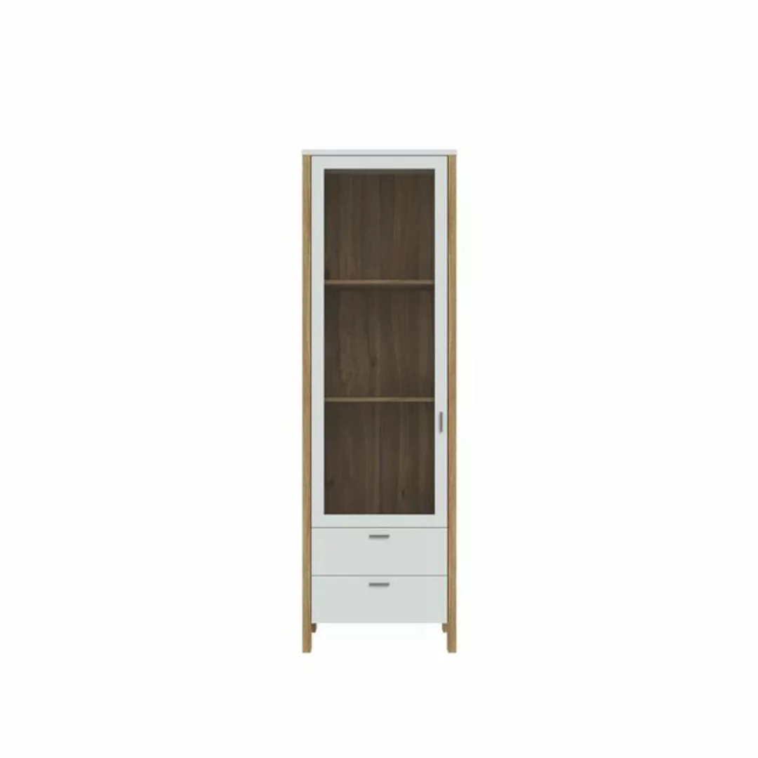 freiraum Vitrine Saitama 2 Schübe, Tür, Mauvella Eiche Dekor / grau - 62x20 günstig online kaufen