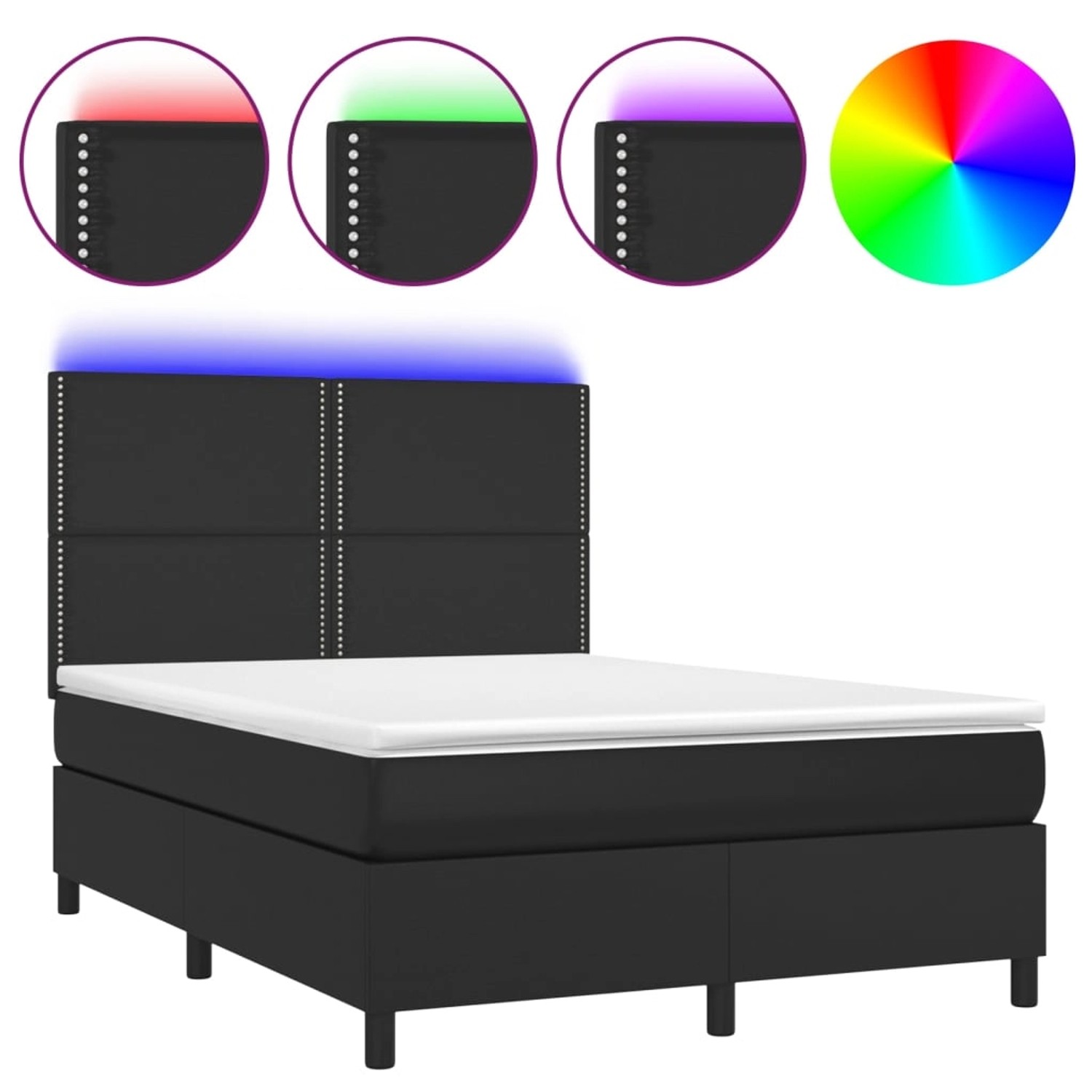 vidaXL Boxspringbett mit Matratze & LED Schwarz 140x200 cm Kunstleder146775 günstig online kaufen