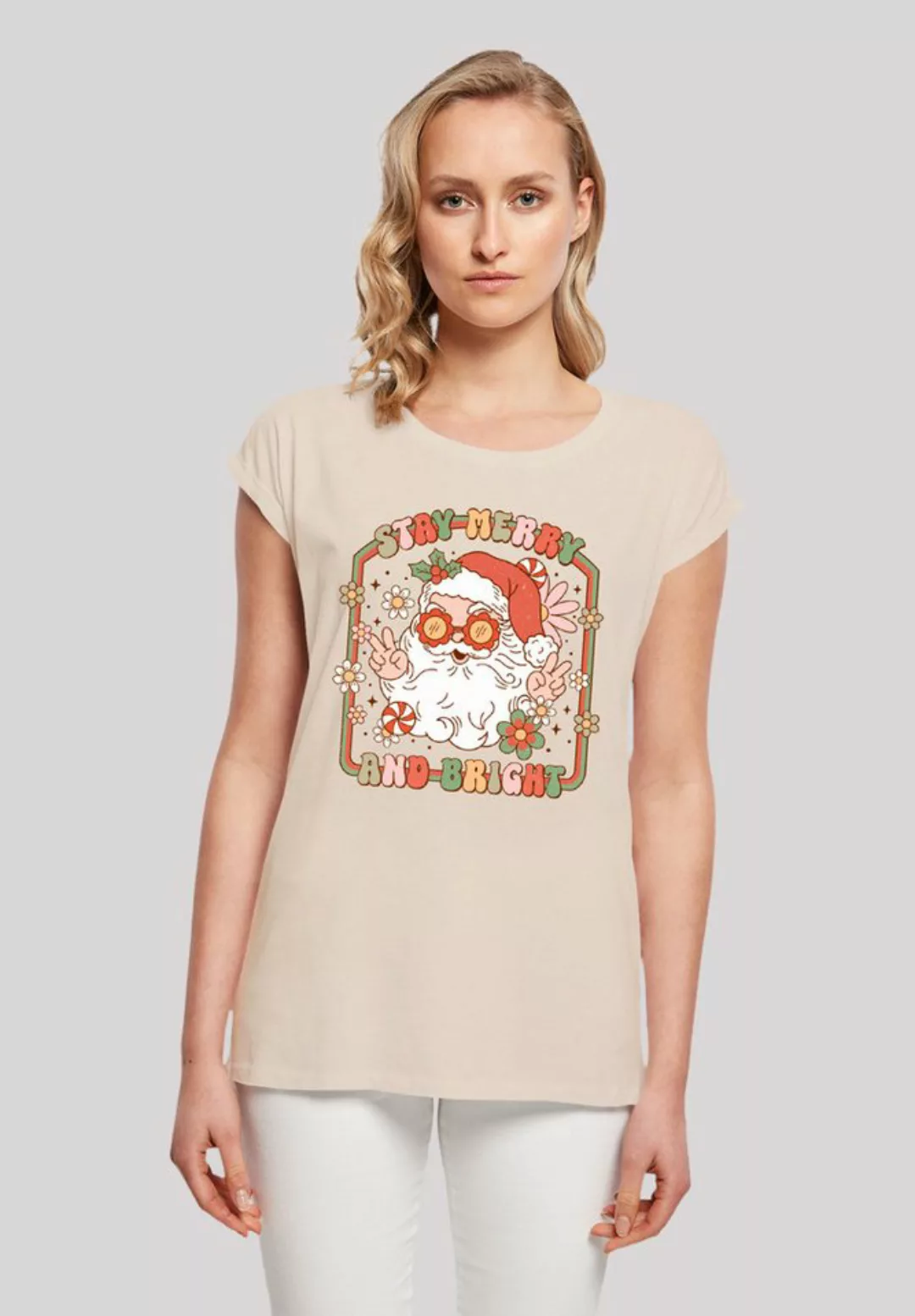 F4NT4STIC T-Shirt Stay Merry And Bright Hippie Santa Premium Qualität, Weih günstig online kaufen