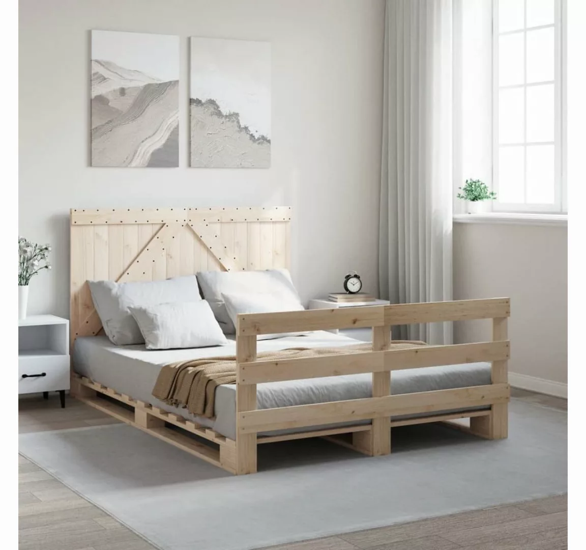 vidaXL Bett Massivholzbett mit Kopfteil 160x200 cm Kiefer günstig online kaufen