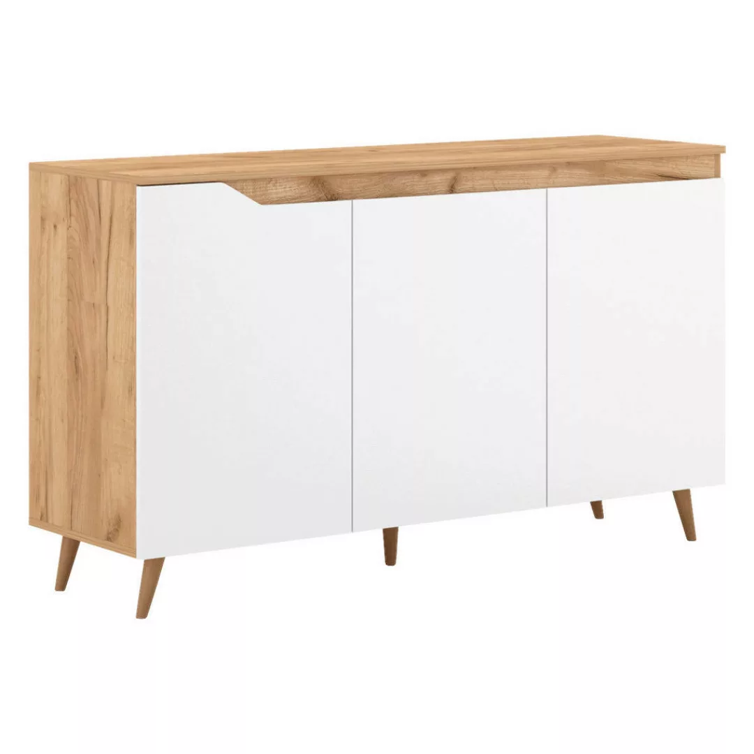 Kommode Tue weiß Eiche Goldbraun Nachbildung B/H/T: ca. 140x82x42 cm günstig online kaufen