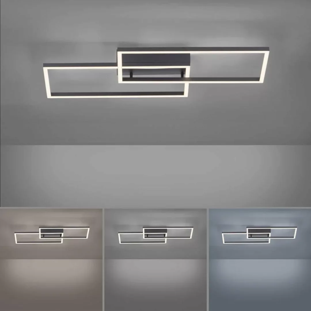 LED-Deckenleuchte Iven, dim, schwarz, 60,5x32,5cm günstig online kaufen