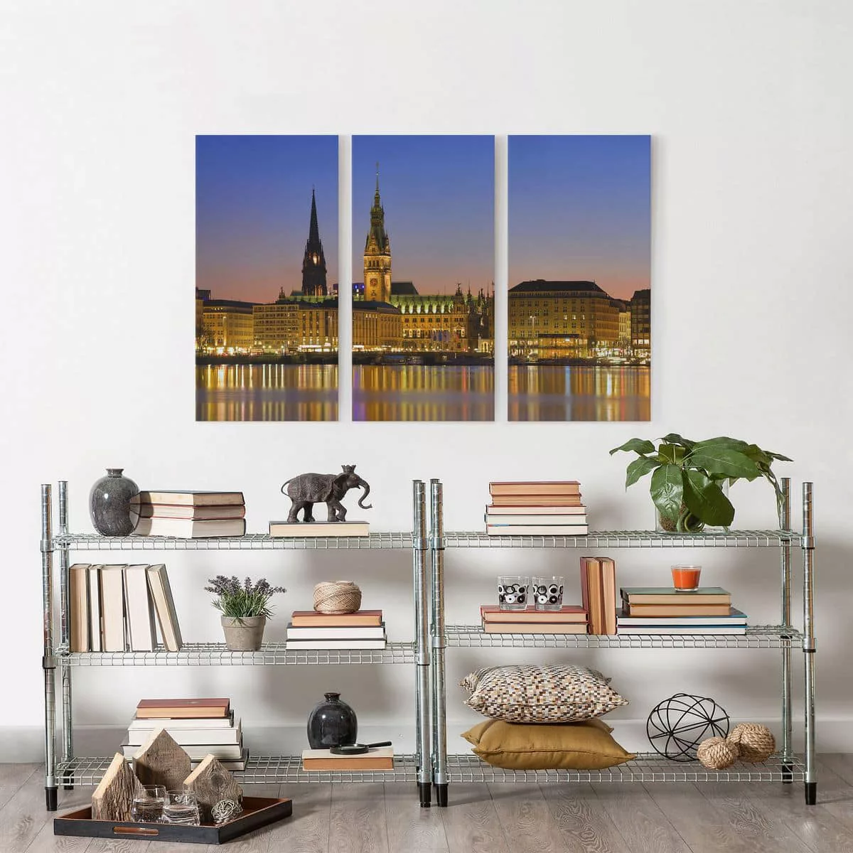 3-teiliges Leinwandbild Architektur & Skyline - Querformat Hamburger Panora günstig online kaufen