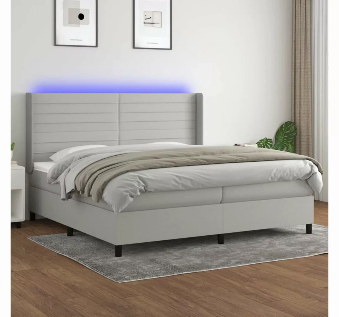 vidaXL Boxspringbett Boxspringbett mit Matratze LED Hellgrau 200x200 cm Sto günstig online kaufen