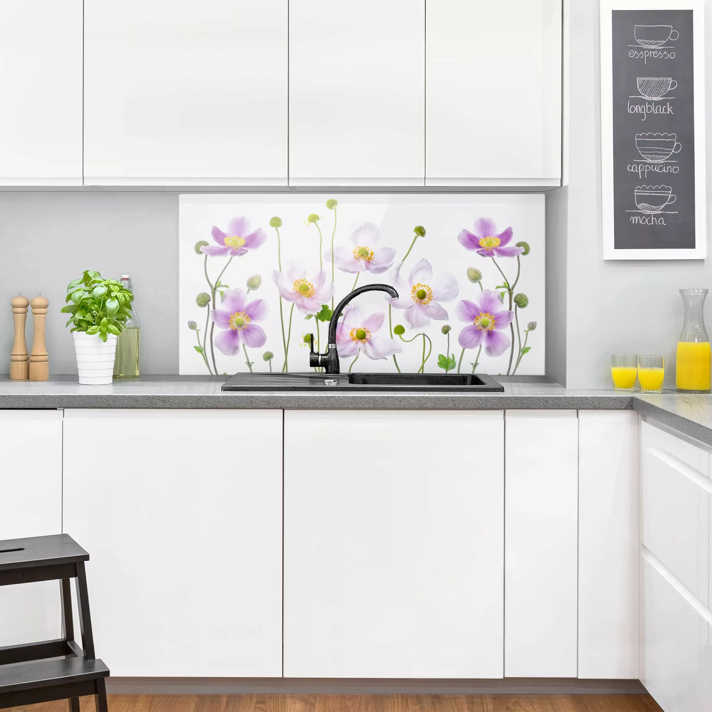 Glas Spritzschutz Blumen - Querformat 2:1 Anemonen Mix günstig online kaufen