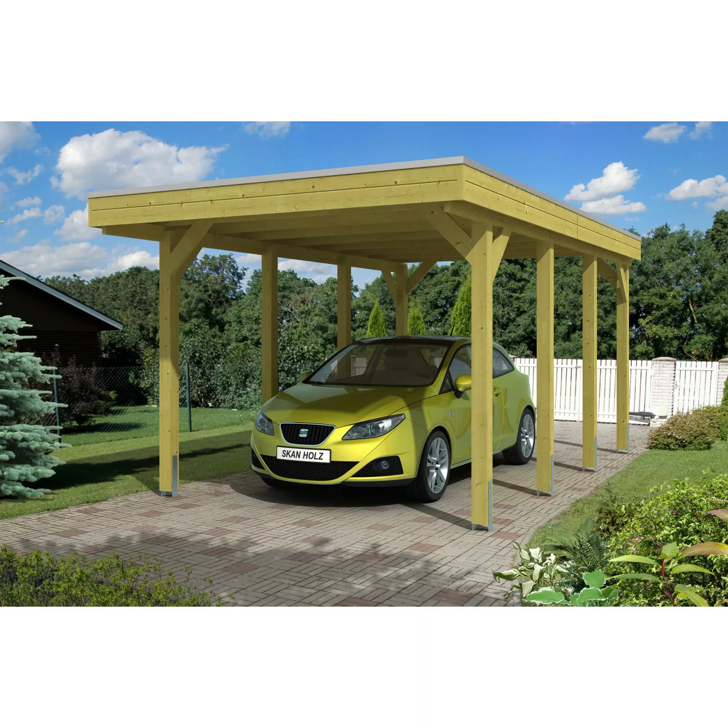 Skan Holz Flachdach-Einzelcarport Friesland 314 cm x 555 cm günstig online kaufen