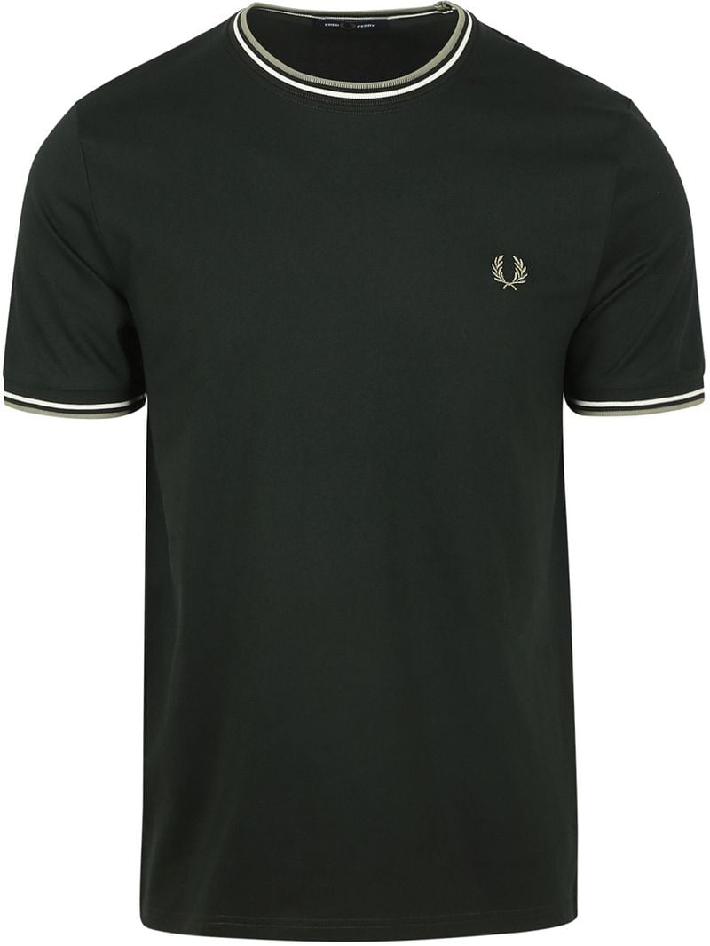 Fred Perry M1588 Twin Tipped T Shirt Dunkelgrün - Größe XL günstig online kaufen