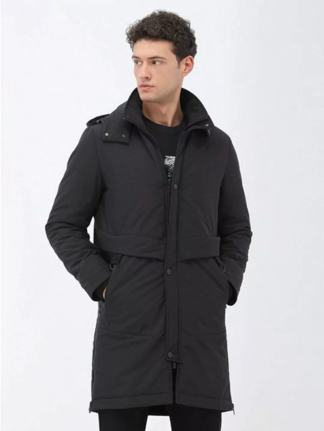 KİP Winterjacke Schwarzer Webpelzmantel günstig online kaufen