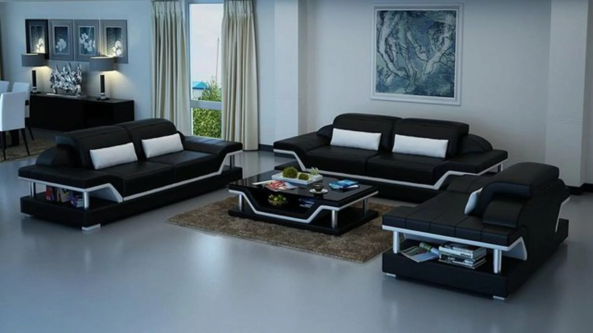 JVmoebel Sofa Luxus weiße Sofagarnitur 3+2+Couchtisch modernes Design Neu, günstig online kaufen