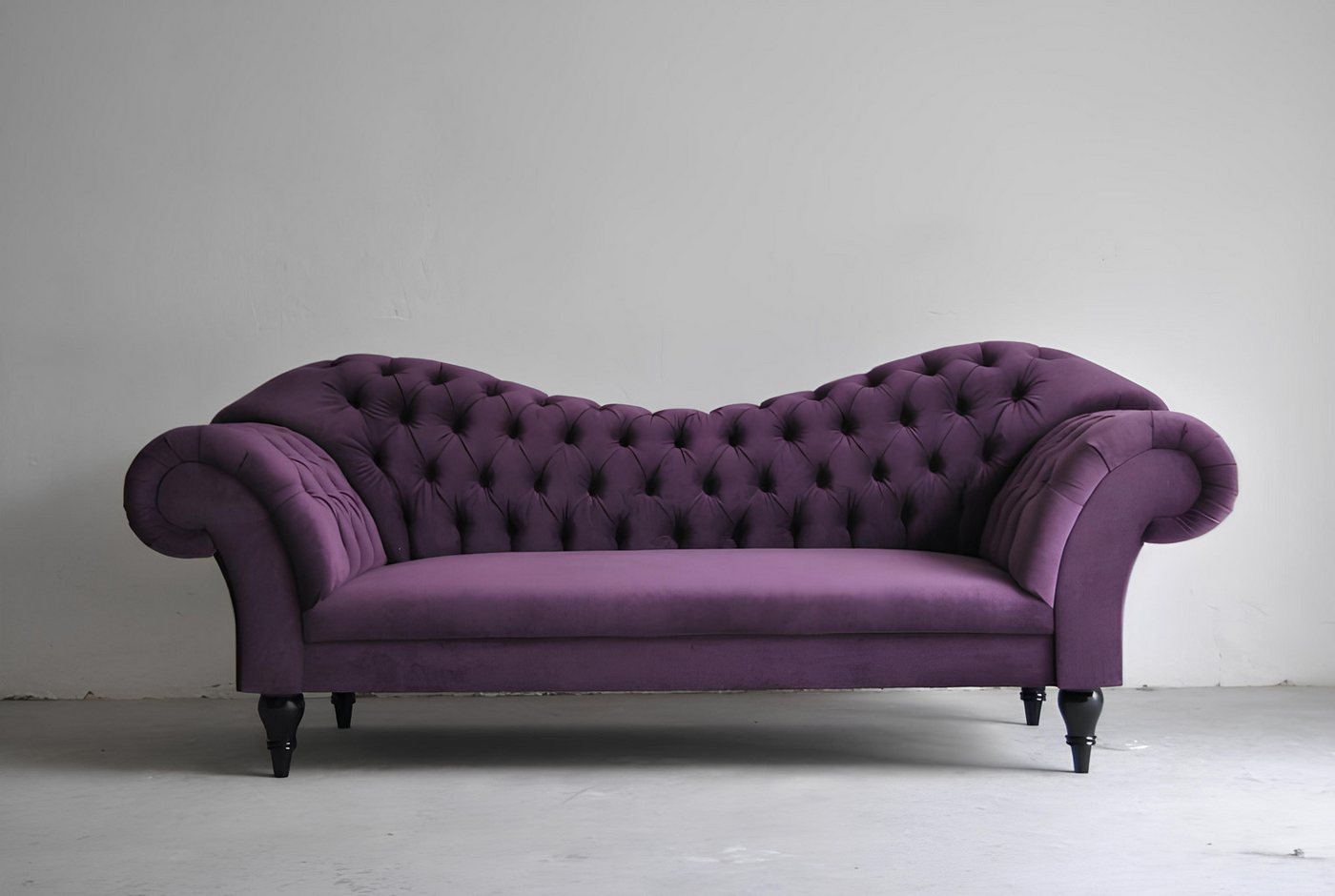 Xlmoebel Sofa Lila Dreisitzer Design-Sofa mit Stoffpolsterung - Chesterfiel günstig online kaufen