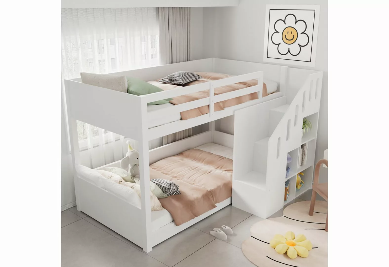 MODFU Etagenbett Hochbett Kinderbett (90*200cm), multifunktionales Kinderbe günstig online kaufen