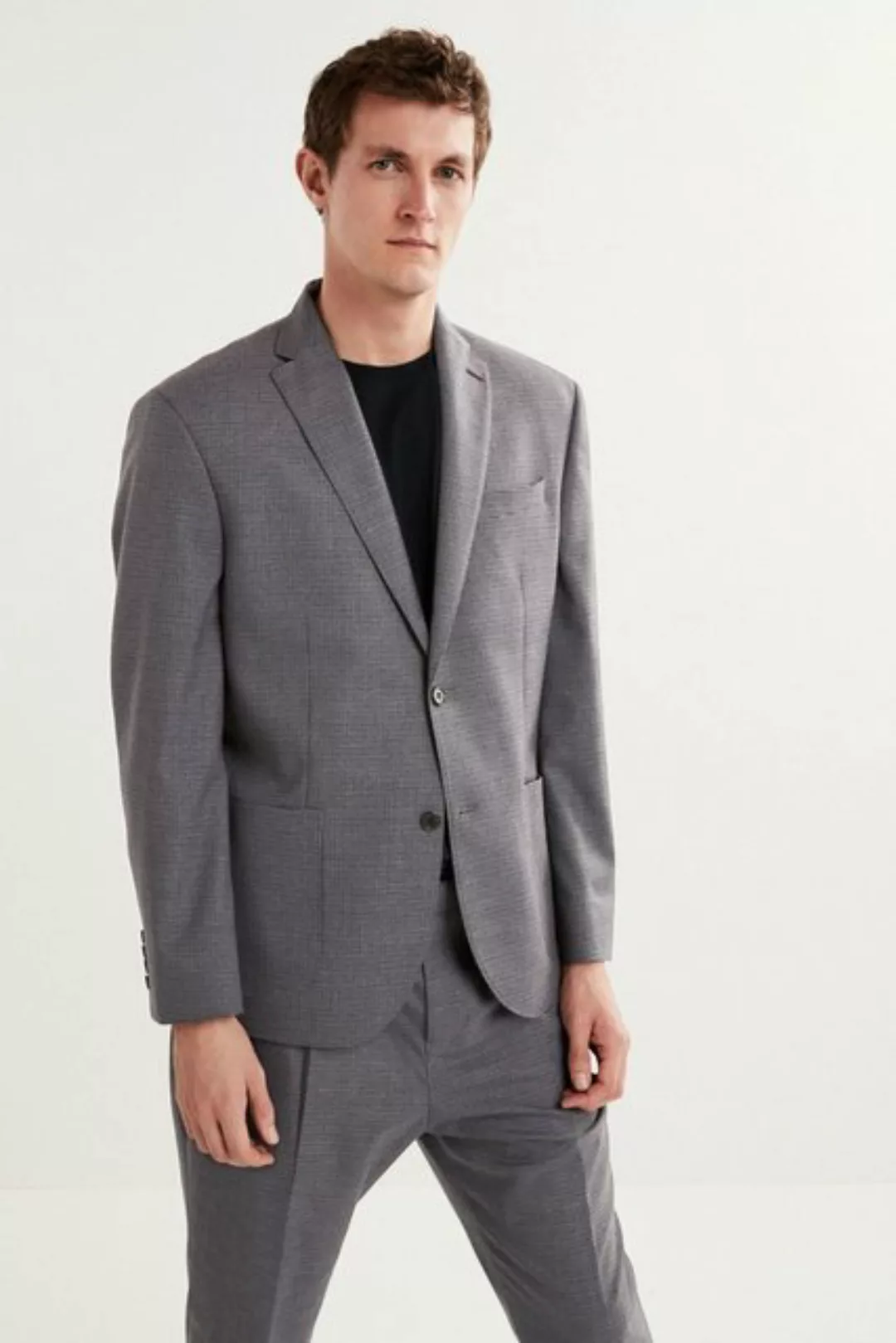 Next Baukastensakko Relaxed Fit Anzug mit Hahnentrittmuster: Sakko (1-tlg) günstig online kaufen