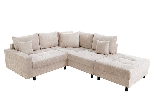 riess-ambiente Ecksofa KENT 220cm champagner beige · Couch mit Chenille-Bez günstig online kaufen