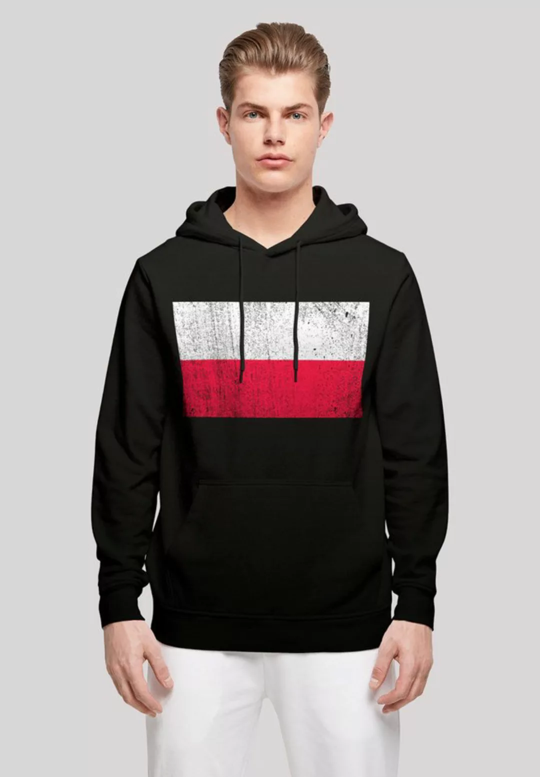 F4NT4STIC Kapuzenpullover Poland Polen Flagge distressed Print günstig online kaufen