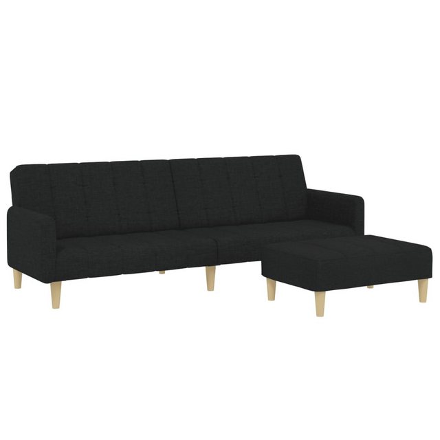 vidaXL Sofa Schlafsofa 2-Sitzer mit Fußhocker Schwarz Stoff günstig online kaufen