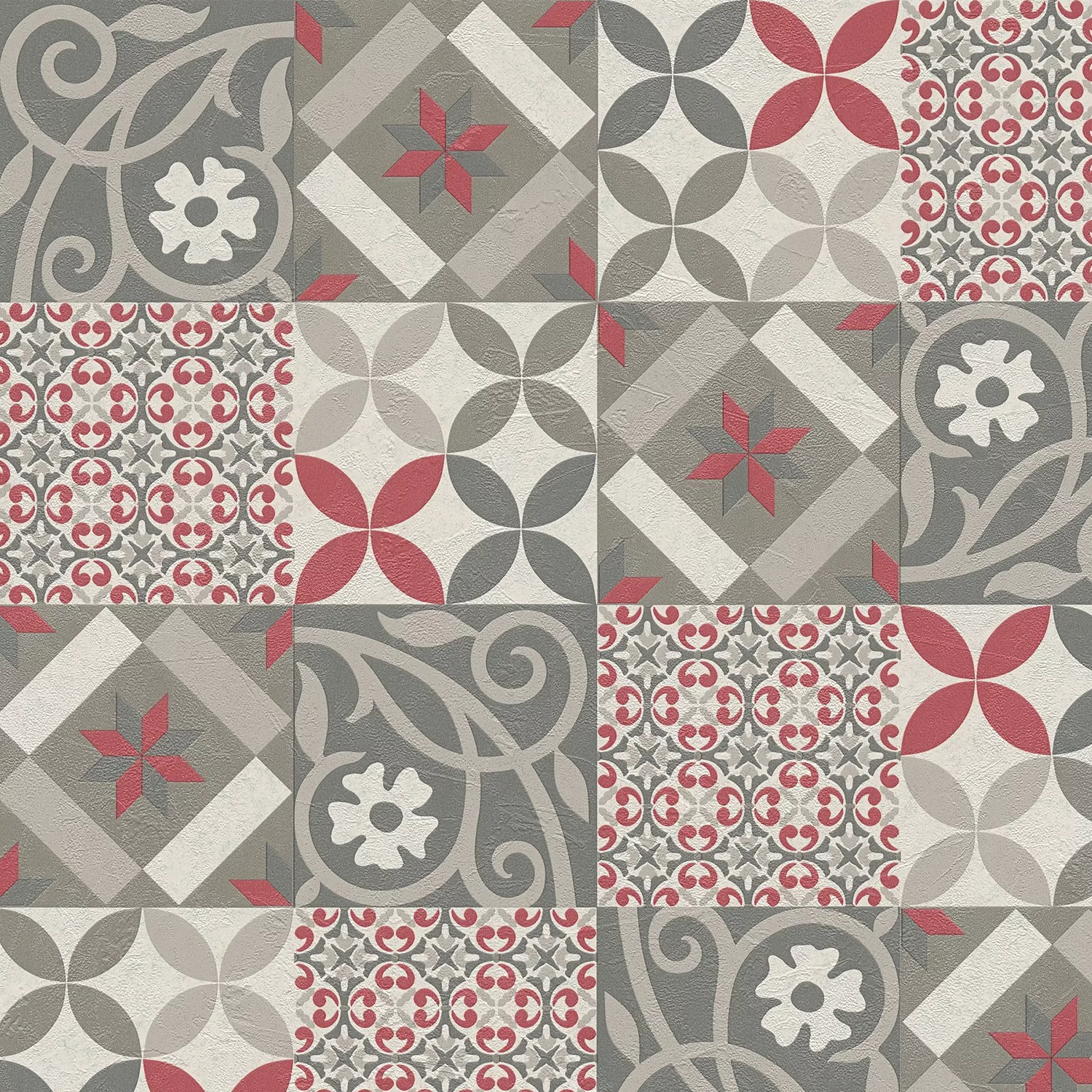 Bricoflor Marokkanische Tapete in Fliesenoptik Mosaik Vliestapete Rot Türki günstig online kaufen