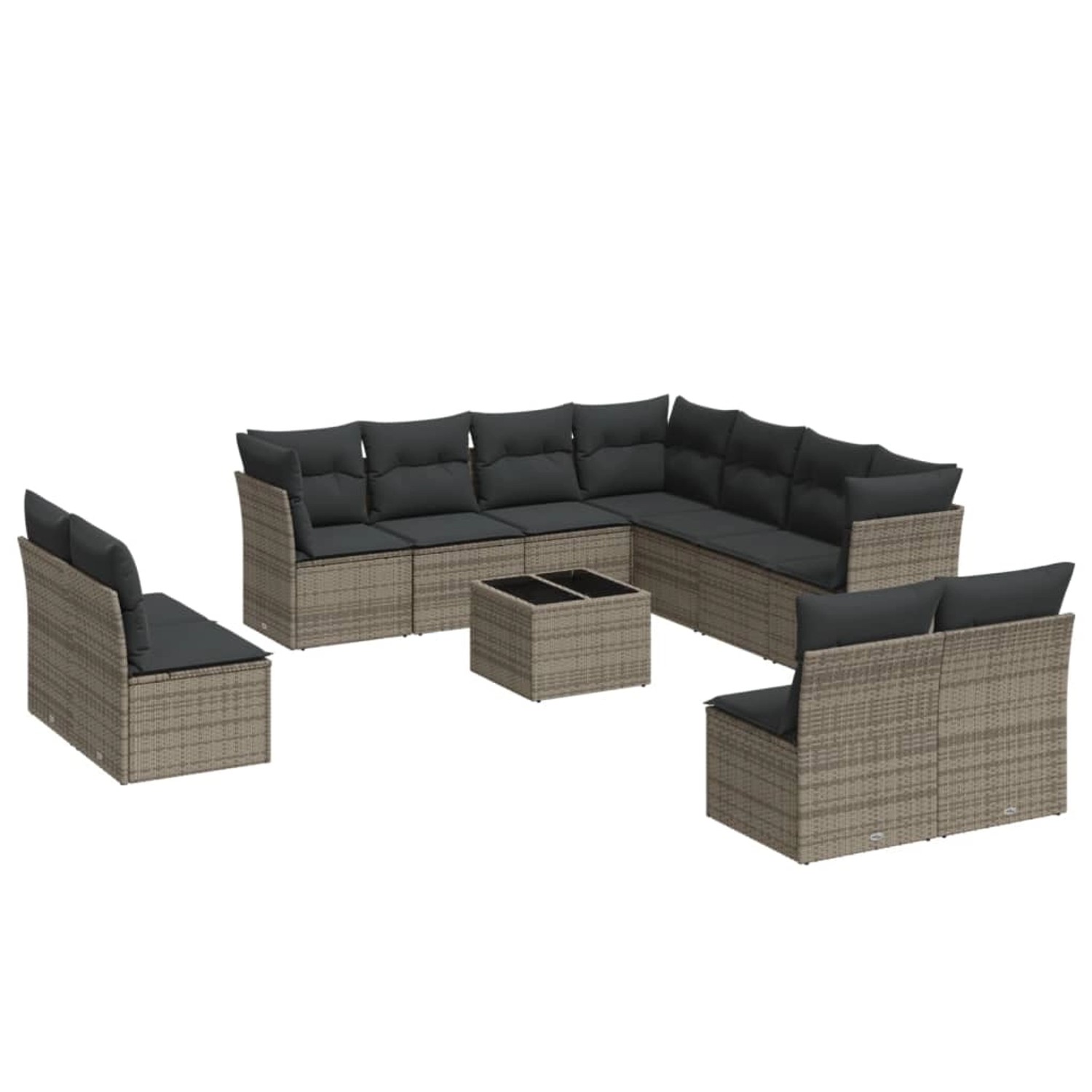 vidaXL 12-tlg Garten-Sofagarnitur mit Kissen Grau Poly Rattan Modell 19 günstig online kaufen