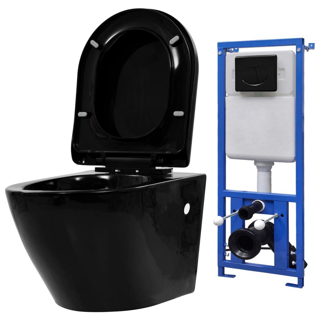 vidaXL Tiefspül-WC Hänge-Toilette mit Unterputzspülkasten Keramik günstig online kaufen