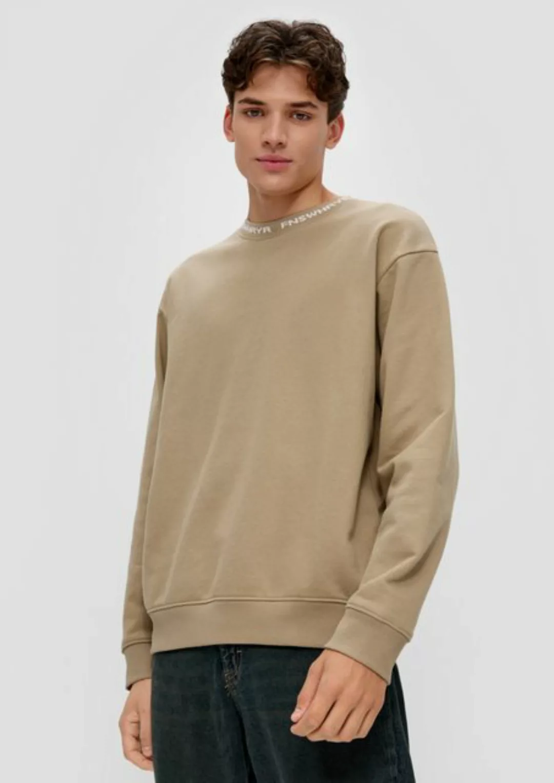 QS Sweatshirt Sweatshirt mit Jacquard-Blende Blende günstig online kaufen